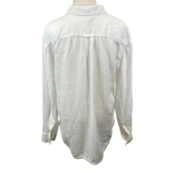 Athleta Playa Linen Button Down Blouse Top Shirt  Large New No Tags Beach - Picture 7 of 7